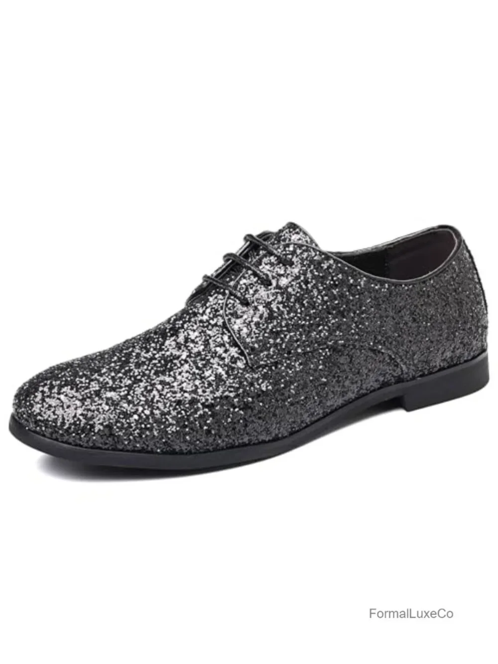 Men's Glitter Sequins Lace Up Tuxedo Dress Oxfords Wedding Prom Shoes